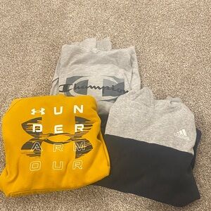 Under Armour, Adidas, Champion boys long sleeve/hoodie lot size large